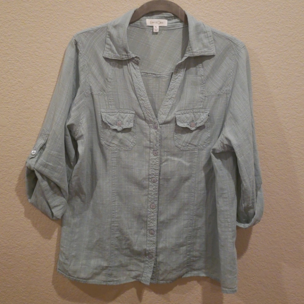 Mint Cotton Button Up